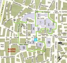 Карта готического квартала Барселоны (Барселона)