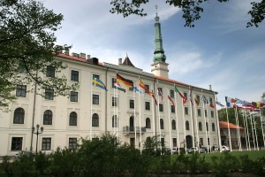 Рижский замок, здесь находится резиденция президента Латвии (Прибалтика)