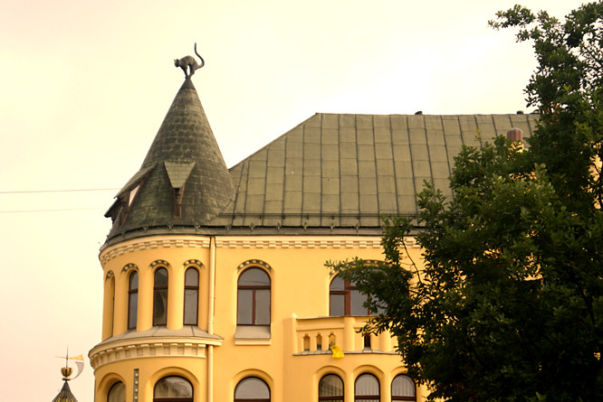 Фото достопримечательностей Прибалтики: Дом котов в Риге