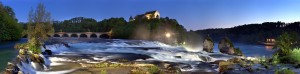 Ночная панорама Рейнского водопада (Швейцария)