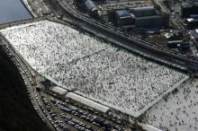 В действительности, это настоящая горная река с настоящей горной форелью. Просто замерзла... (Южная Корея)