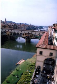Вид на Понте Веккьо с Галереи Уффици (Флоренция)