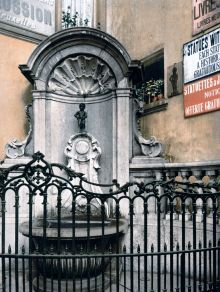 Дабы паренька не воровали - оградили его решеткой... (Брюссель)