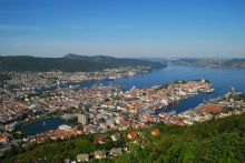 Вид на Берген с высоты птичьего полета (Страны Скандинавии)