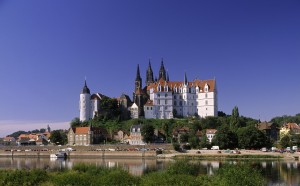 Панорама старого города Майсена в ансамбле замка Альбрехтсбург, Собора и епископского дворца
