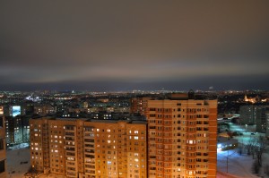 Вечерняя Тула. Вид с крыши многоэтажки (Европейская часть России)