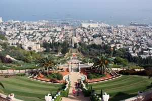 Бахайские сады, вид сверху