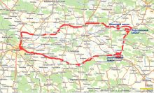 Схема маршрута "Золотая Подкова Львовщины" от Львова (Золочев)