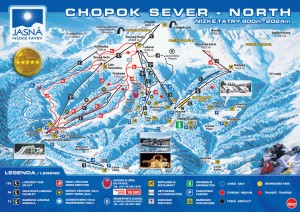 Курорт Ясна в Нижних Татрах. Схема трасс и объектов (Словакия)