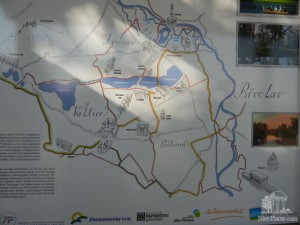 Упрощенная карта ледницко-валтицкого ареала с объектами (Чехия)