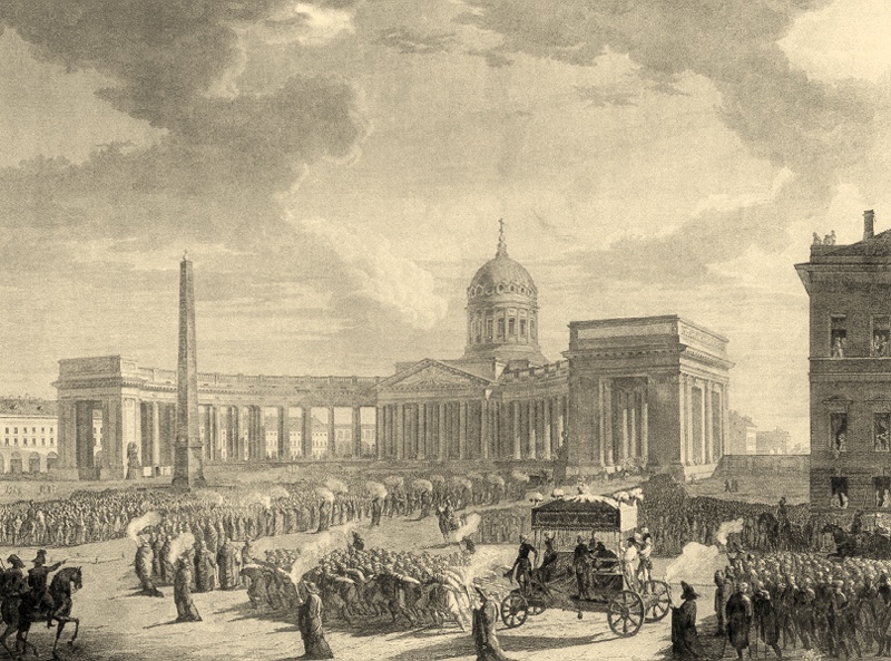 Фото достопримечательностей Санкт-Петербурга и области: Собор Казанской иконы Божией Матери. Фото начала 19-го века