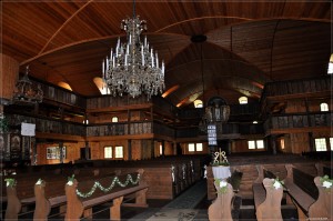 Внутренний интерьер Деревянного евангелического костела (Словакия)