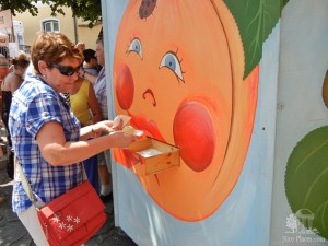 Люди бросают заранее купленный жетон и появляется порция кнедликов (Австрия)