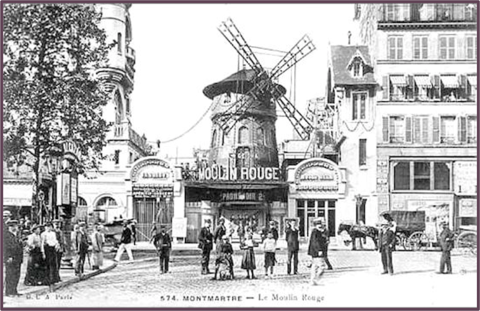 Фото достопримечательностей Парижа: Историческая фотография Мулен Руж