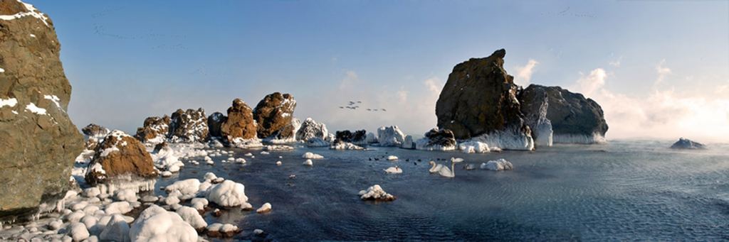 Зимнее море и скалы - Красоты Крыма (артовые фото)