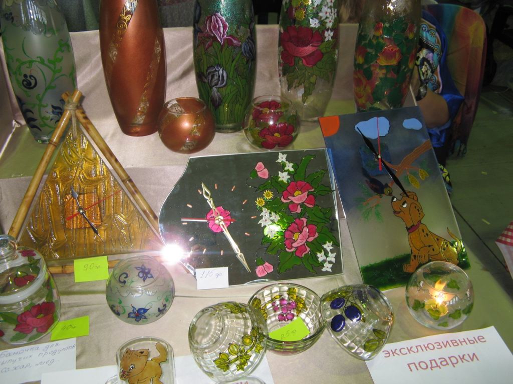 Роспись по стеклу - Выставка-ярмарка "Золотые ручки 2010"