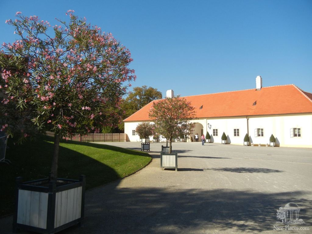 Цветущие деревья даже осенью - Замок Шлосс Хоф (Schloss Hof) в Австрии