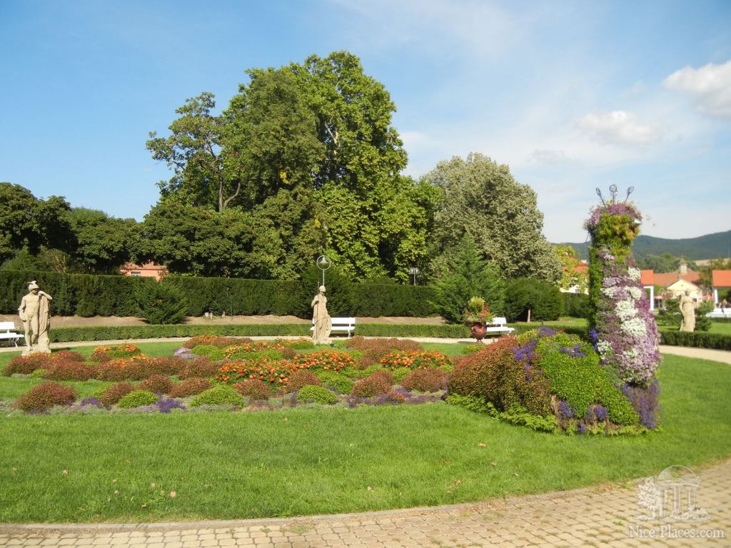 Клумба в виде павлина у входа в Терм Дворец - Пьештяны - красивейший бальнеологический курорт Словакии